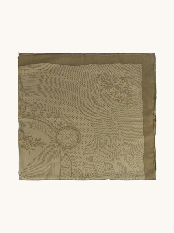 Chusta z jedwabiu i wełny zielona 130 cm x 130 cm PREMIUM