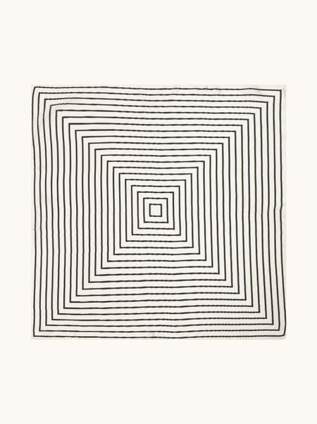 Apaszka jedwabna kremowa w czarne paski 53x53 cm