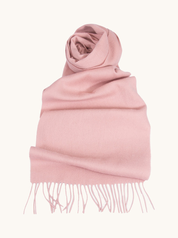 Pink scarf with tassels 70 cm x 180 cm 100% wool