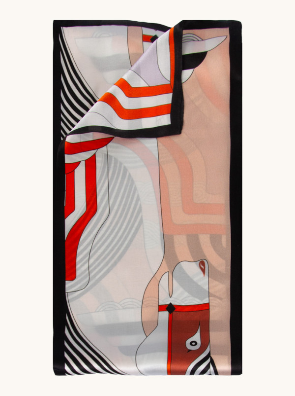 Double-sided narrow double silk patterned shawl 16cm x145cm