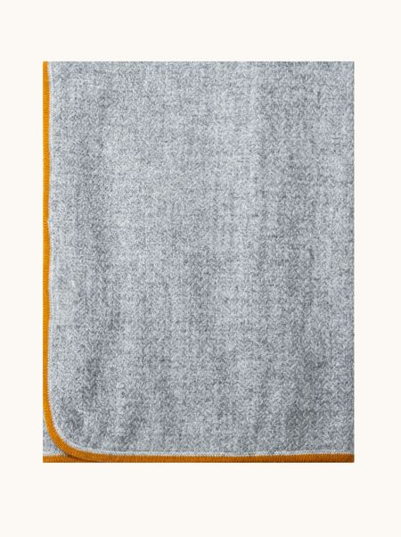 Cashmere shawl 100% grey with piping 70x180 cm PREMIUM