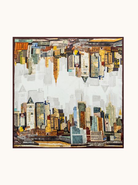 Silk scarf with architectural motif 65x65 cm