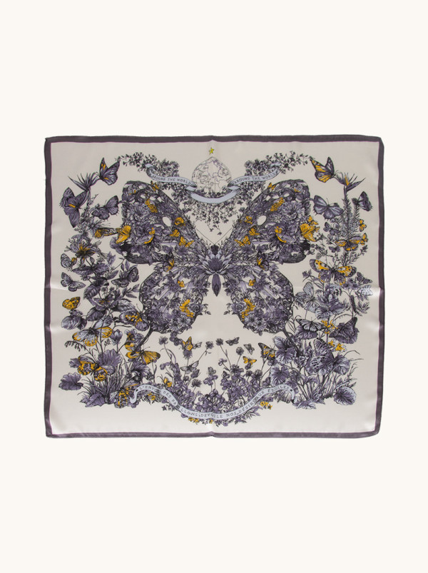 Jedwabna apaszka z motywem motyla 70x70cm