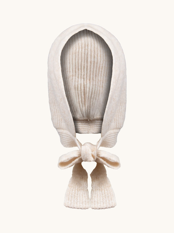 Beanie with binding 100% wool beige