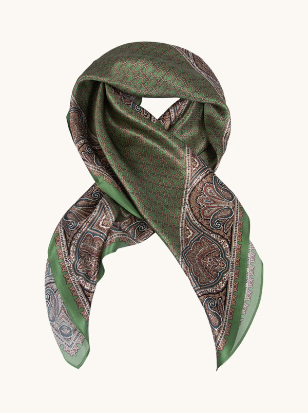 Duża apaszka jedwabna Malachitowy Blask 90cm x 90cm