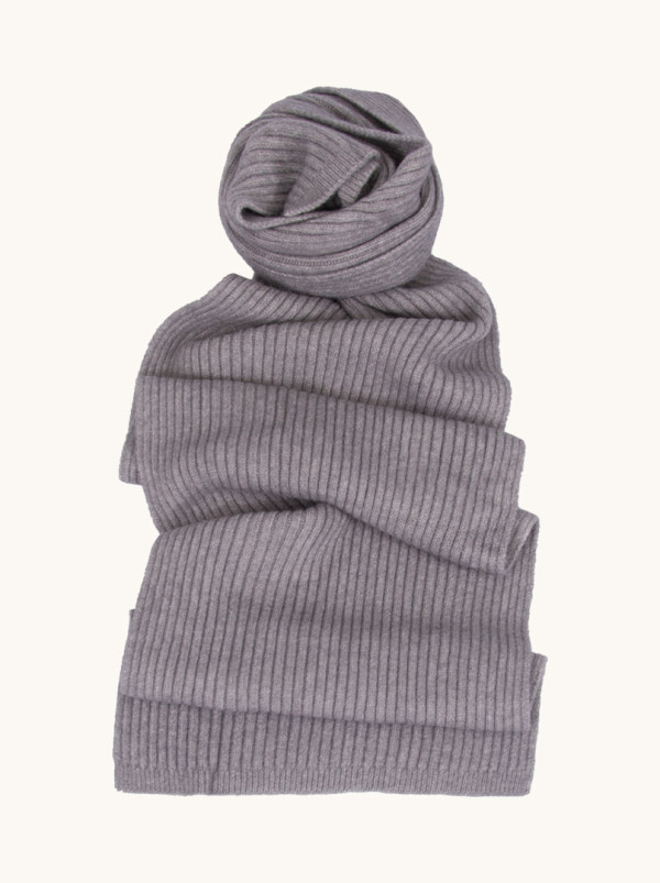 Ciepły szal szary prążkowany 35 cm x 220 cm