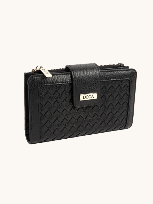 Portfel czarny z ozdobnym frontem DOCA
