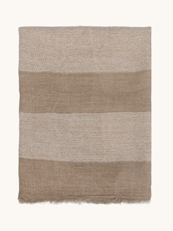 Striped beige scarf 90 cm x 210 cm