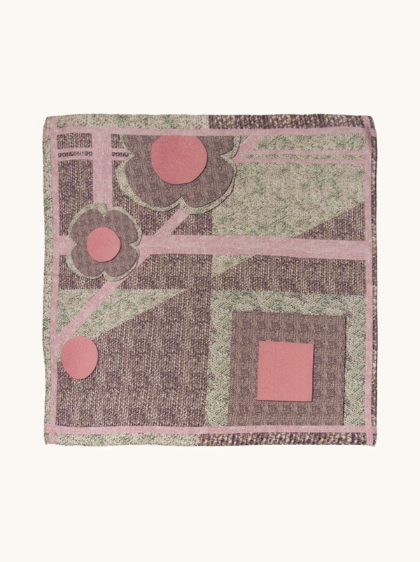 Pink silk gavroshka with pattern 53 cm x 53 cm