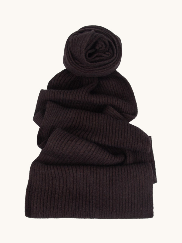 Warm brown ribbed shawl 35 cm x 220 cm