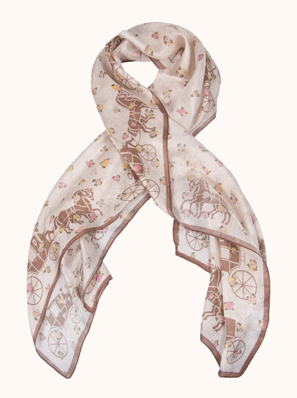 Szal jedwabny żakardowy z motywem karocy 50 cm x 170 cm