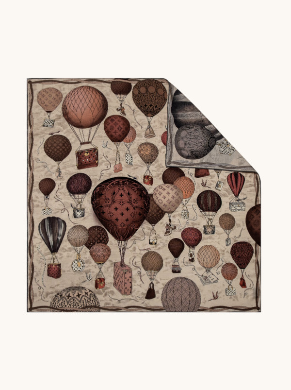 Elegancka duża apaszka wełna z jedwabiem w balony 90cm x 90 cm