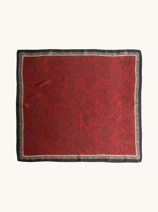 Apaszka jedwabna bordowa w paisley 53x53 cm