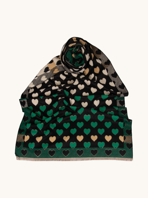 Warm scarf with hearts 65 x 190 cm
