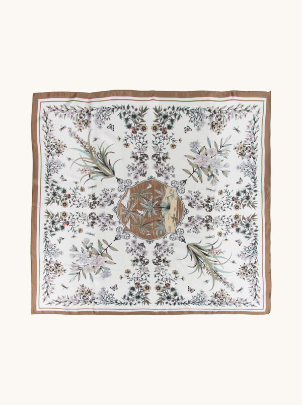 Jedwabna apaszka Botaniczna elegancja 85cm x 85cm