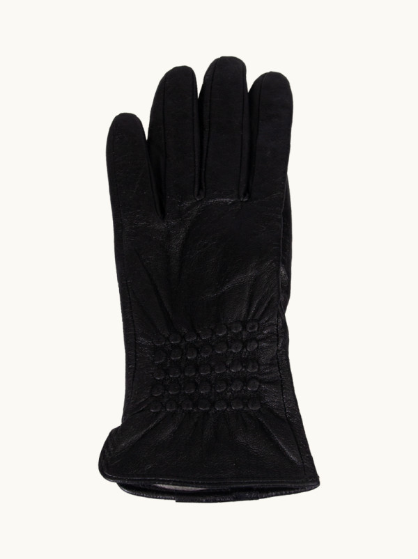 Black leather gloves