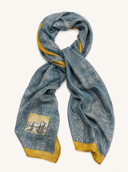 Scarf 100% viscose blue with shiny thread 85x180 cm
