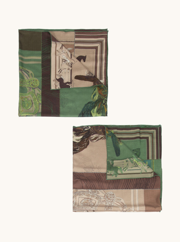 Chusta wełna z jedwabiem w ziemistych tonacjach tle 100 cm x 105 cm