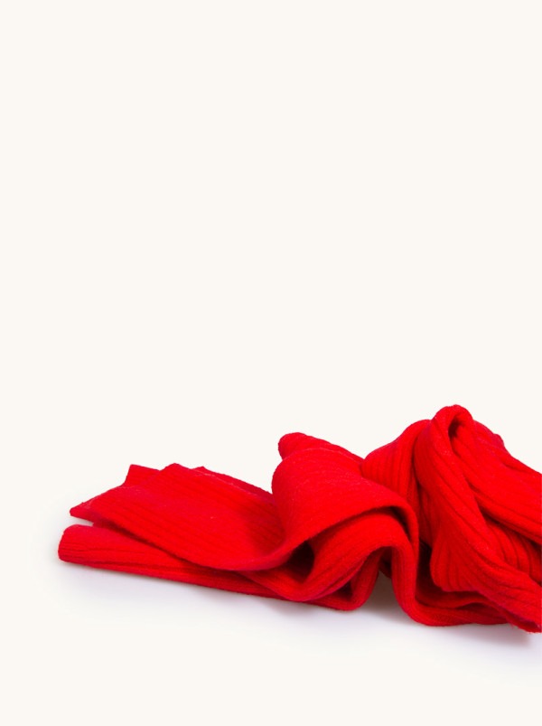Striped red scarf 35 cm x 200 cm