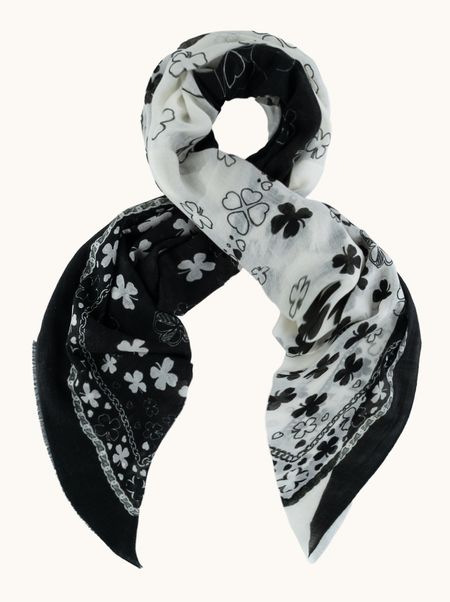 Elegancki szal 100% wełna w kwiaty 80x180 cm