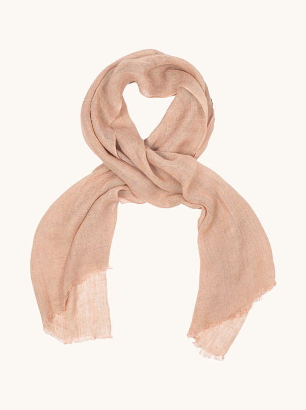  Lniany szal w kolorze pudrowego różu 75cm x 215 cm
