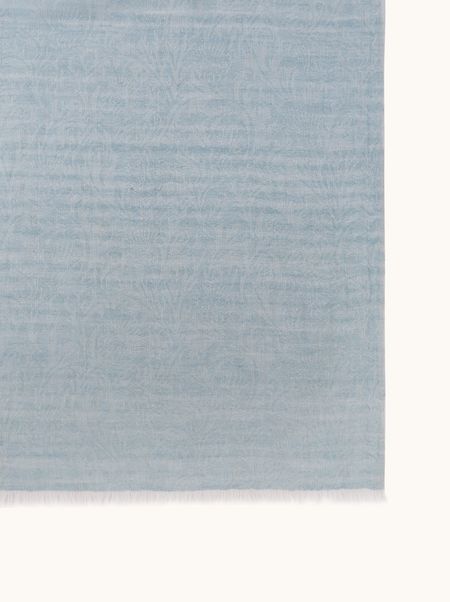 Szal kaszmirowy błękitny z delikatnym wzorem 90x190 cm PREMIUM