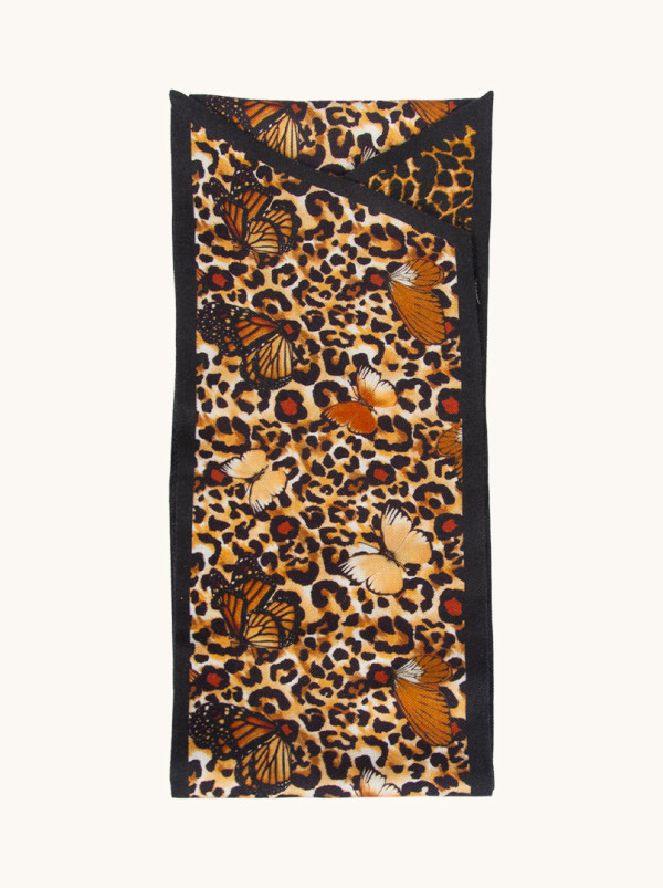 Wąska apaszka dwustronna wełna z jedwabiem Dzika elegancja 15x150cm