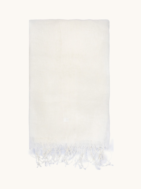 Szal lniany damski lekki naturalny ecru 200 cm