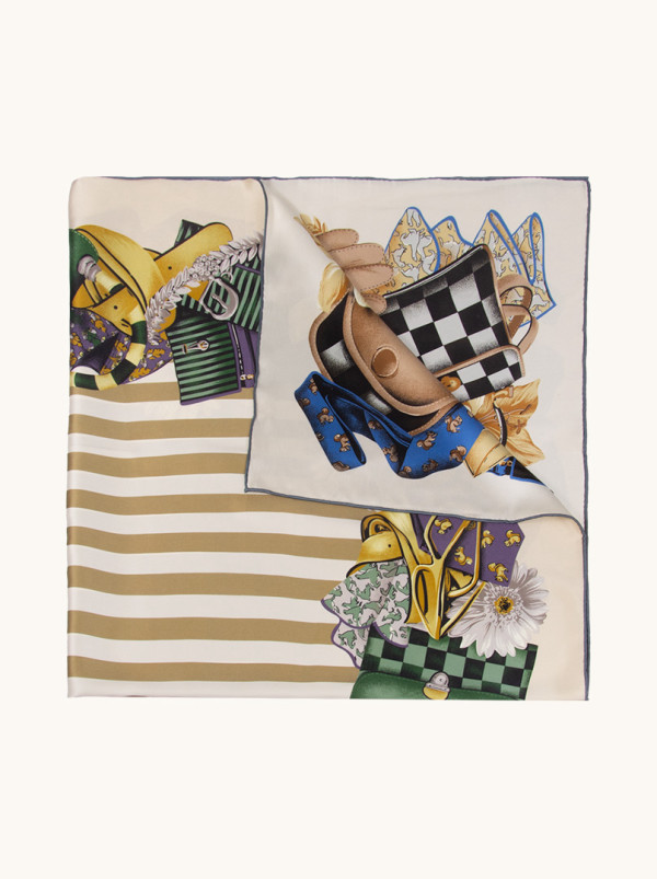 Ekskluzywna chusta dwustronna z motywem galanterii 110 cm x 110 cm PREMIUM