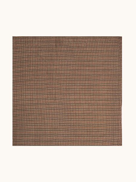 Apaszka z wełną beżowa w kratę bandama 66x70 cm