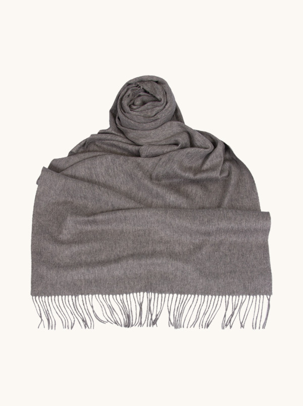 Scarf 100% wool warm grey 70 cm x 180 cm