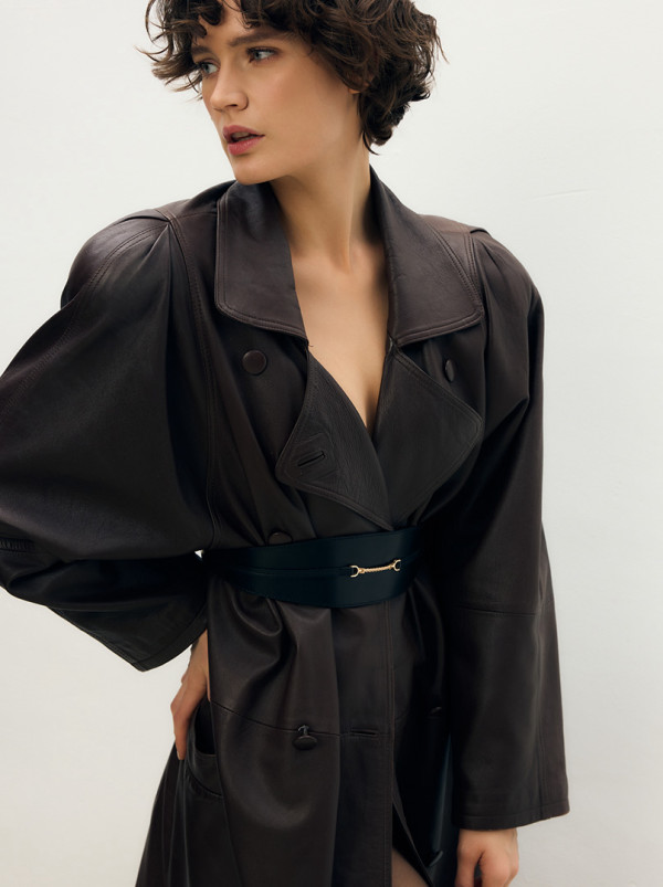 Pasek  czarny z ozdobnym złotym łańcuszkiem  LuAna