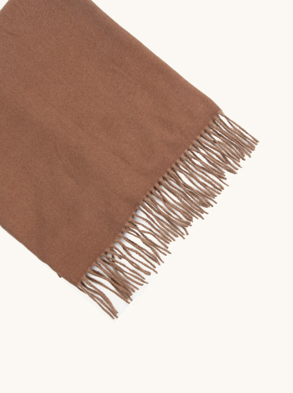 Warm brown shawl with tassels 70x180 cm