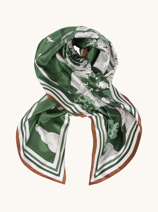 Jedwabna apaszka panorama miasta 85cm x 85cm