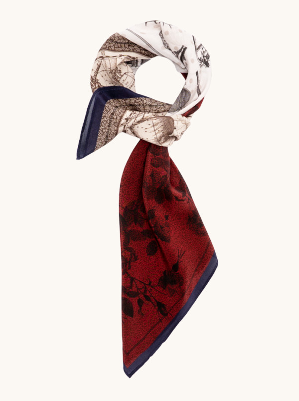 Apaszka jedwabna bordowa Tajemniczy Atlas 65x65 cm