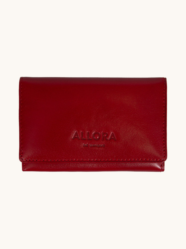 Small red Allora wallet in cowhide leather