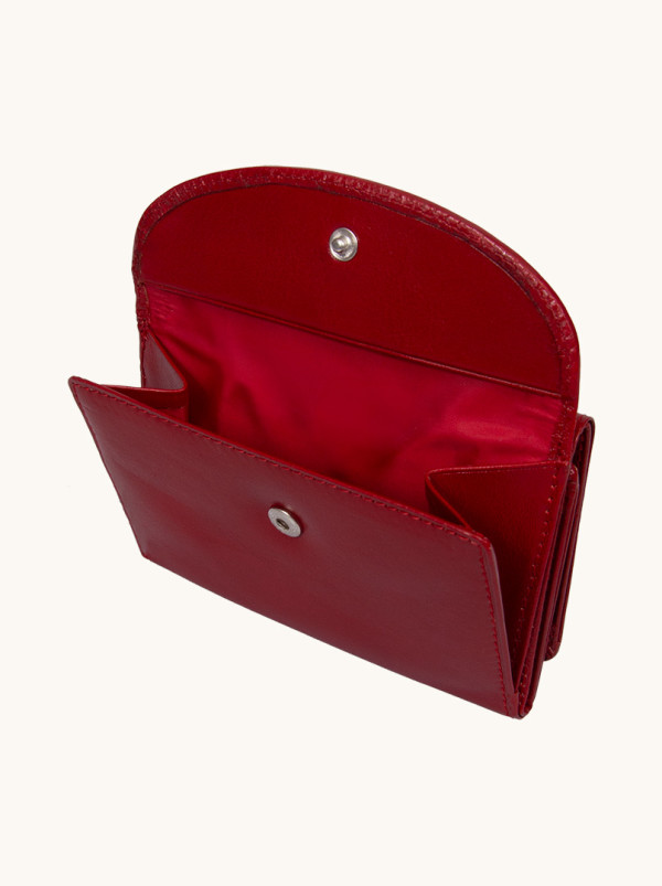 Small red Allora wallet in cowhide leather