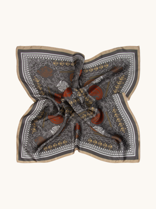 Apaszka jedwabna Orientalna Głębia 70cm x 70cm PREMIUM