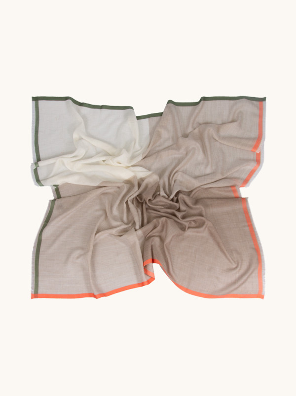 Beige shawl with gold thread 100% wool 115 cm x 115 cm