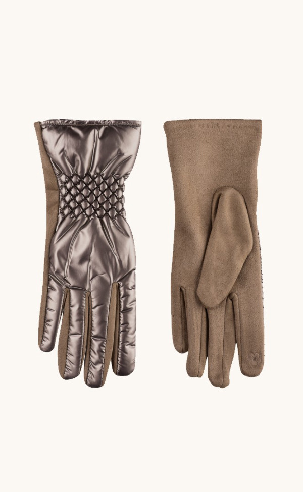 Rękawiczki damskie pikowane beżowe