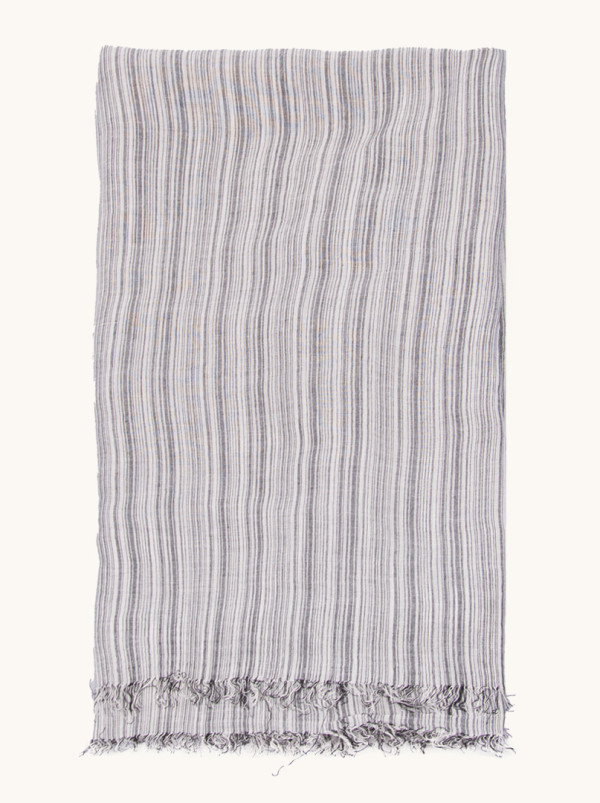Lightweight viscose shawl with white and gray stripes 100 cm x 200 cm
