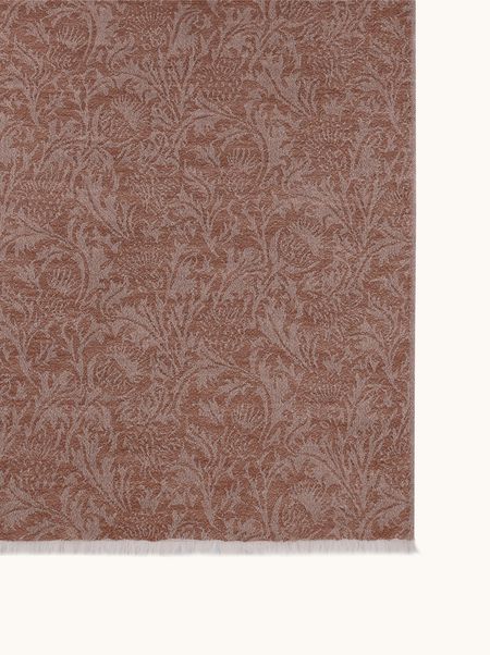 Szal kaszmirowy w kolorze ciepłego brązu z delikatnym wzorem 90x190 cm PREMIUM