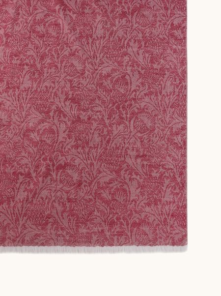 Szal kaszmirowy malinowy z delikatnym wzorem 90x190 cm PREMIUM