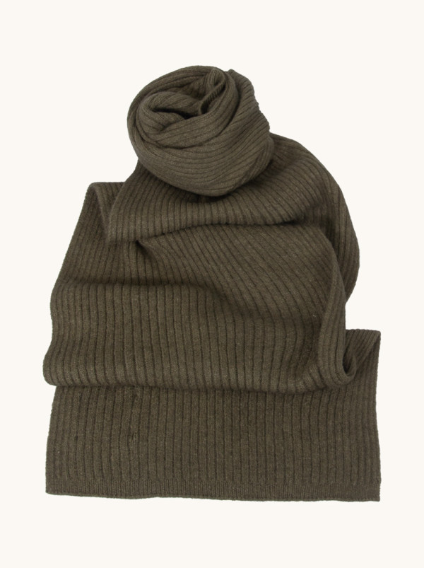 Green striped scarf 35 cm x 200 cm