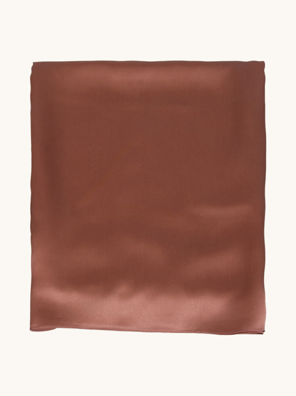 Szal jedwabny w odcieniu przygaszonego różu z nutą brązu  70 cm x 176 cm