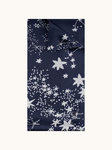 Szal jedwabny granatowy w gwiazdy 18x150 cm