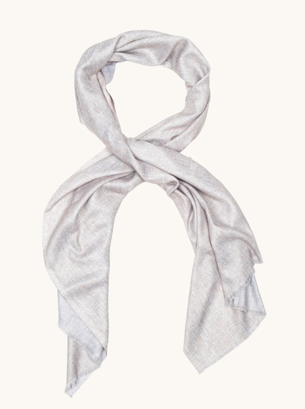  Szal wełna z wiskozą beżowo-szary 70cm x 190cm 