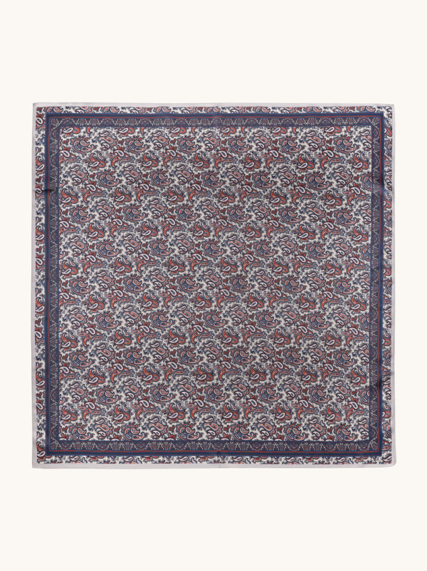 Large silk scarf with paisley pattern 90x90 cm