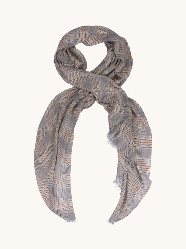 Lightweight gray shawl in fine check 70 cm x 180 cm
