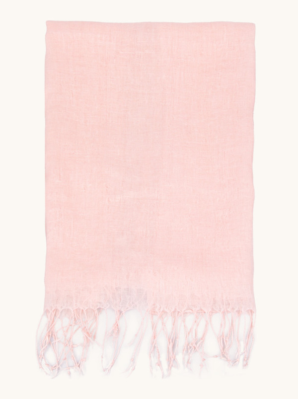 Szal lniany damski lekki naturalny jasnoróżowy 200 cm
